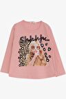 Breeze Kız Çocuk Uzun Kollu Tişört Pullu Kız Baskılı 3-8 Yaş, Somon