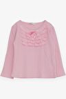 Breeze Kız Çocuk Uzun Kollu Bluz Güpürlü Fiyonklu 3-8 Yaş, Pembe