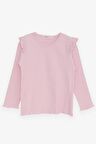 Breeze Kız Çocuk Uzun Kollu Bluz Omuzu Fırfır Detaylı 2-6 Yaş, Pudra
