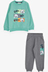 Breeze Erkek Çocuk Eşofman Takımı Şaşkın Ayıcık Baskılı 1-4 Yaş, Mint Yeşili