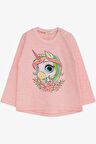 Breeze Kız Çocuk Uzun Kollu Tişört Unicorn Baskılı 1.5-5 Yaş, Somon Melanj