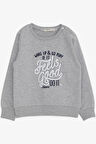 Breeze Erkek Çocuk Sweatshirt Yazı Baskılı 2-6 Yaş, Gri Melanj