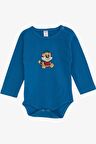 Breeze Erkek Bebek Çıtçıtlı Body Eğlenceli Köpekcik Baskılı 9 Ay-3 Yaş, İndigo