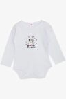 Breeze Erkek Bebek Çıtçıtlı Zıbın Body Gözlüklü Ayıcık Baskılı 9 Ay-3 Yaş, Beyaz