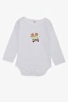 Breeze Erkek Bebek Çıtçıtlı Zıbın Body Şoför Hayvancık Baskılı 9 Ay-3 Yaş, Beyaz