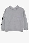 Breeze Erkek Çocuk Sweatshirt Kapüşonlu Cepli 8-14 Yaş, Açık Gri Melanj