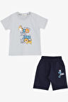 Breeze Erkek Çocuk Şortlu Takım Hayvancık Baskılı 1-4 Yaş, Gri