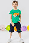 Breeze Girls & Boys Erkek Çocuk Şortlu Takım Antika Araba Temalı 1.5-5 Yaş, Yeşil