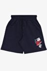 BREEZE GİRLS & BOYS Erkek Çocuk Şort Yazı Baskılı Bağcıklı Cepli Beli Lastikli 8-14 Yaş, Lacivert