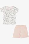 BREEZE Kız Bebek Şortlu Pijama Takımı Kedicik Desenli 9 Ay-3 Yaş, Beyaz