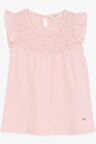 Breeze Kız Çocuk Tişört Fırfırlı Nakışlı 4-8 Yaş, Pembe