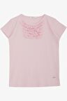 Breeze Kız Çocuk Tişört Güpürlü Fitilli 4-8 Yaş, Pembe