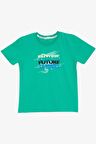 BREEZE GİRLS & BOYS Erkek Çocuk Tişört Renkli Yazı Baskılı 8-14 Yaş, Yeşil