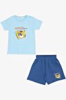 BREEZE GİRLS & BOYS Erkek Çocuk Şortlu Takım Fotoğrafçı Aslancık Baskılı 1-4 Yaş, Açık Mavi