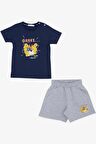 BREEZE GİRLS & BOYS Erkek Çocuk Şortlu Takım Fotoğrafçı Aslancık Baskılı 1-4 Yaş, Lacivert