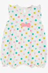 BREEZE Kız Bebek Kısa Tulum Puantiyeli Fiyonklu 4 Ay-1.5 Yaş, Ekru