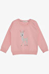 Breeze Kız Çocuk Sweatshirt Sevimli Ceylan Baskılı 1.5-5 Yaş, Pembe
