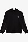 BREEZE GİRLS & BOYS Erkek Çocuk Sweatshirt Kapüşonlu Kolu Fermuar Detaylı 9-14 Yaş, Siyah