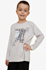 Breeze Girls & Boys Erkek Çocuk Uzun Kollu Tişört Desenli Yazı Baskılı 6-12 Yaş, Bej Melanj