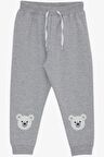 BREEZE Kız Çocuk Eşofman Altı Sevimli Ayıcık Nakışlı 1-4 Yaş, Açık Gri Melanj