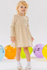 Breeze Kız Çocuk Uzun Kollu Elbise Cepli Çiçek Desenli 1.5-5 Yaş, Krem