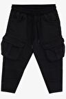BREEZE GİRLS & BOYS Erkek Çocuk Pantolon Kargo Cepli Beli Lastikli 3-7 Yaş, Siyah