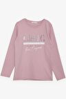 BREEZE Kız Çocuk Uzun Kollu Tişört Simli Yazı Baskılı 9-14 Yaş, Gülkurusu