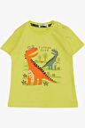 Breeze Erkek Çocuk Tişört Orman Temalı Komik Dinozorlar Baskılı 2-6 Yaş, Sarı