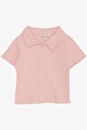 BREEZE Kız Çocuk Tişört Crop Çıtçıtlı Fitilli 9-14 Yaş, Somon