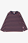 Breeze Kız Bebek Uzun Kollu Tişört Çizgili Patlı 9 Ay-3 Yaş, Lacivert