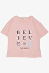 Breeze Kız Çocuk Tişört Crop Slogan Temalı Çiçek Baskılı 9-14 Yaş, Pembe
