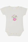 Breeze Kız Bebek Çıtçıtlı Zıbın Body Çiçek Baskılı 9 Ay-3 Yaş, Ekru