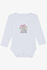 Breeze Kız Bebek Çıtçıtlı Zıbın Body Bandanalı Fil Baskılı 9 Ay-3 Yaş, Beyaz