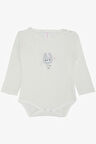 Breeze Kız Bebek Çıtçıtlı Zıbın Body Havalı Tavşancık Baskılı 9 Ay-3 Yaş, Ekru