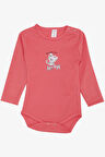 Breeze Kız Bebek Çıtçıtlı Zıbın Body Sevimli Bebek Kedicik Baskılı 9 Ay-3 Yaş, Mercan
