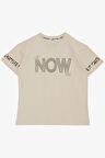 BREEZE Erkek Çocuk Tişört Now Yazı Baskılı 8-14 Yaş, Bej