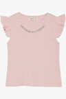 Breeze Kız Çocuk Tişört Kemer Boy Yakası Zincir Aksesuarlı 9-14 Yaş, Pembe