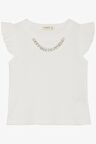 BREEZE Kız Çocuk Tişört Kemer Boy Yakası Zincir Aksesuarlı 9-14 Yaş, Ekru