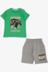 Breeze Erkek Çocuk Şort Takım Macera Temalı Araba Baskılı 1.5-5 Yaş, Yeşil