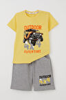 Breeze Erkek Çocuk Şort Takım Macera Temalı Araba Baskılı 1.5-5 Yaş, Sarı