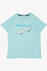 Breeze Erkek Çocuk Tişört Skateboard Baskılı 8-12 Yaş, Açık Mavi