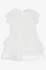 Breeze Kız Çocuk Elbise Fiyonklu Tüllü Omuzu Fırfırlı 1.5-5 Yaş, Ekru