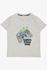 Breeze Erkek Çocuk Tişört Oyun Konsolu Baskılı 8-14 Yaş, Gri Melanj
