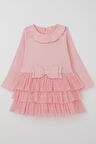 Breeze Kız Çocuk Uzun Kollu Elbise Kat Kat Tüllü Fiyonklu 1.5-5 Yaş, Pembe