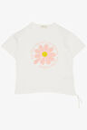 Breeze Kız Çocuk Tişört Papatya Baskılı 7-12 Yaş, Ekru