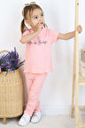 Breeze Kız Çocuk Taytlı Takım Yazı Baskılı 1.5-5 Yaş, Pembe