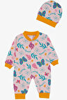 Breeze Kız Bebek Tulum Renkli Çiçek & Kelebek Desenli 0-6 Ay, Pembe