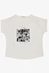 Breeze Kız Çocuk Tişört Kemer Boy Çiçek & Yazı Baskılı 7-12 Yaş, Ekru
