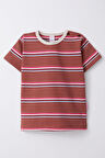 Breeze Kız Çocuk Tişört Patlı Çizgili 1-4 Yaş, Kiremit