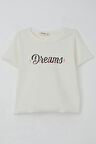Breeze Kız Çocuk Tişört Yazı Baskılı 8-14 Yaş, Ekru